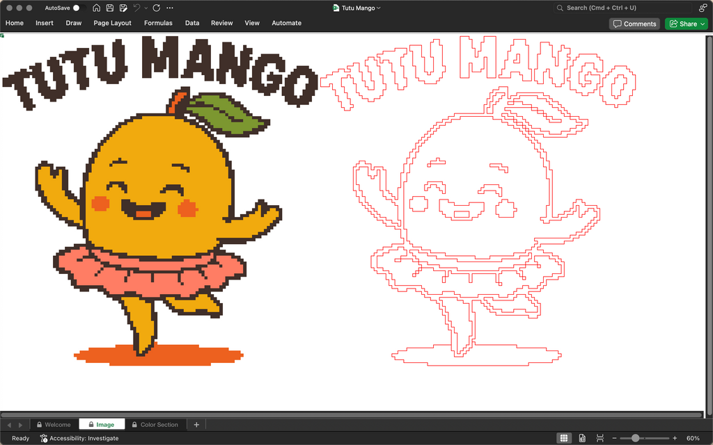 Tutu mango pixel art A.I.