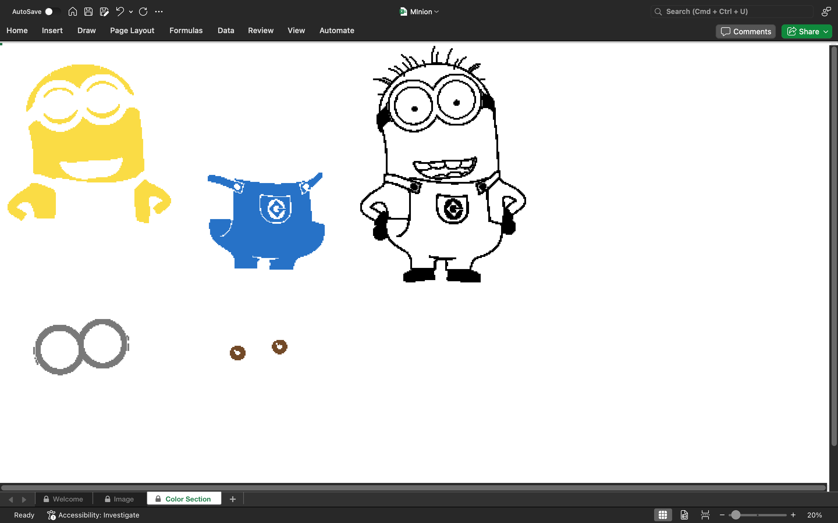 Minion pixel art cartoon