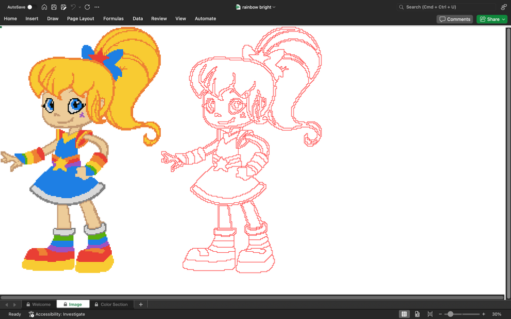 Rainbow Bright Pixel art cartoon