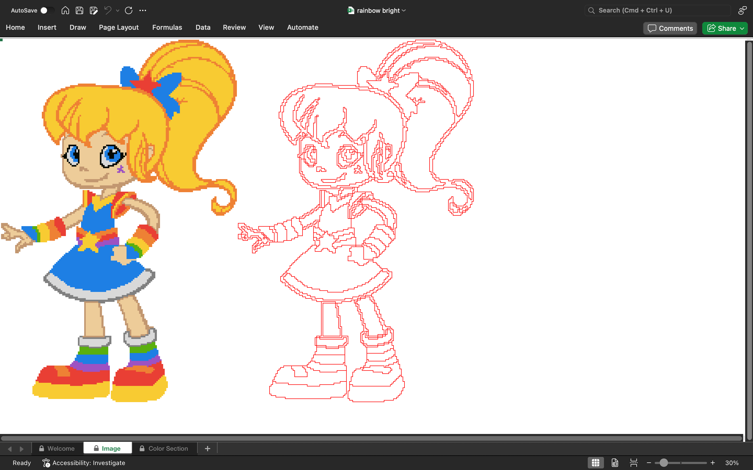 Rainbow Bright Pixel art cartoon