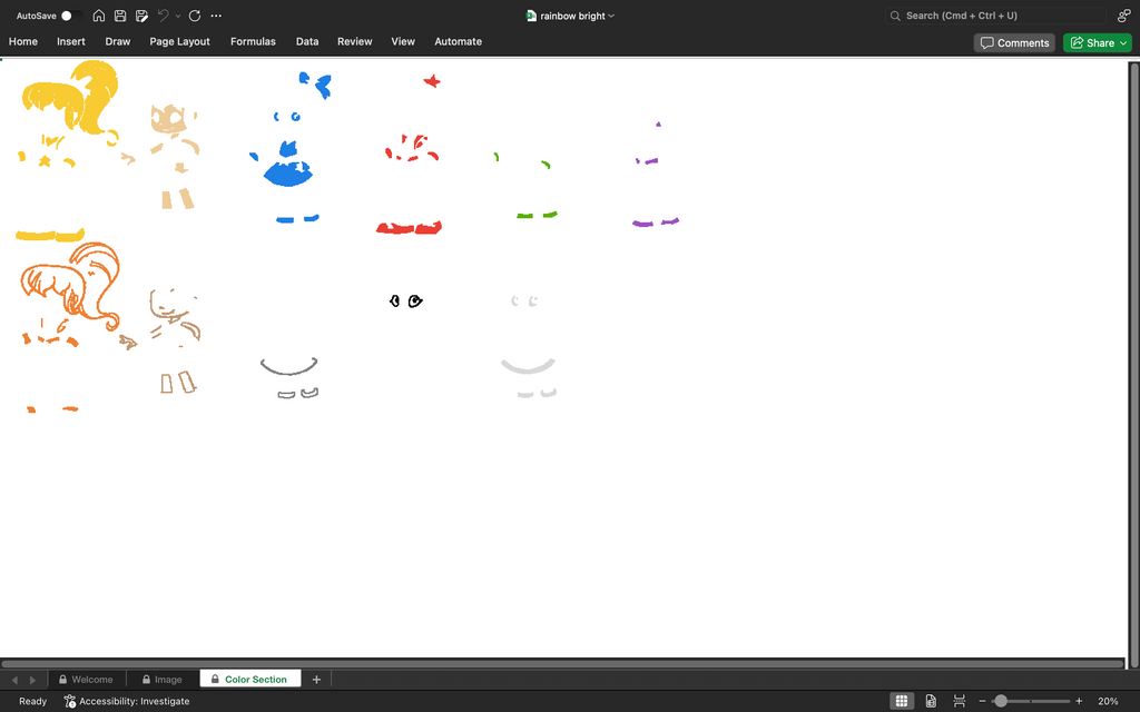 Rainbow Bright Pixel art cartoon