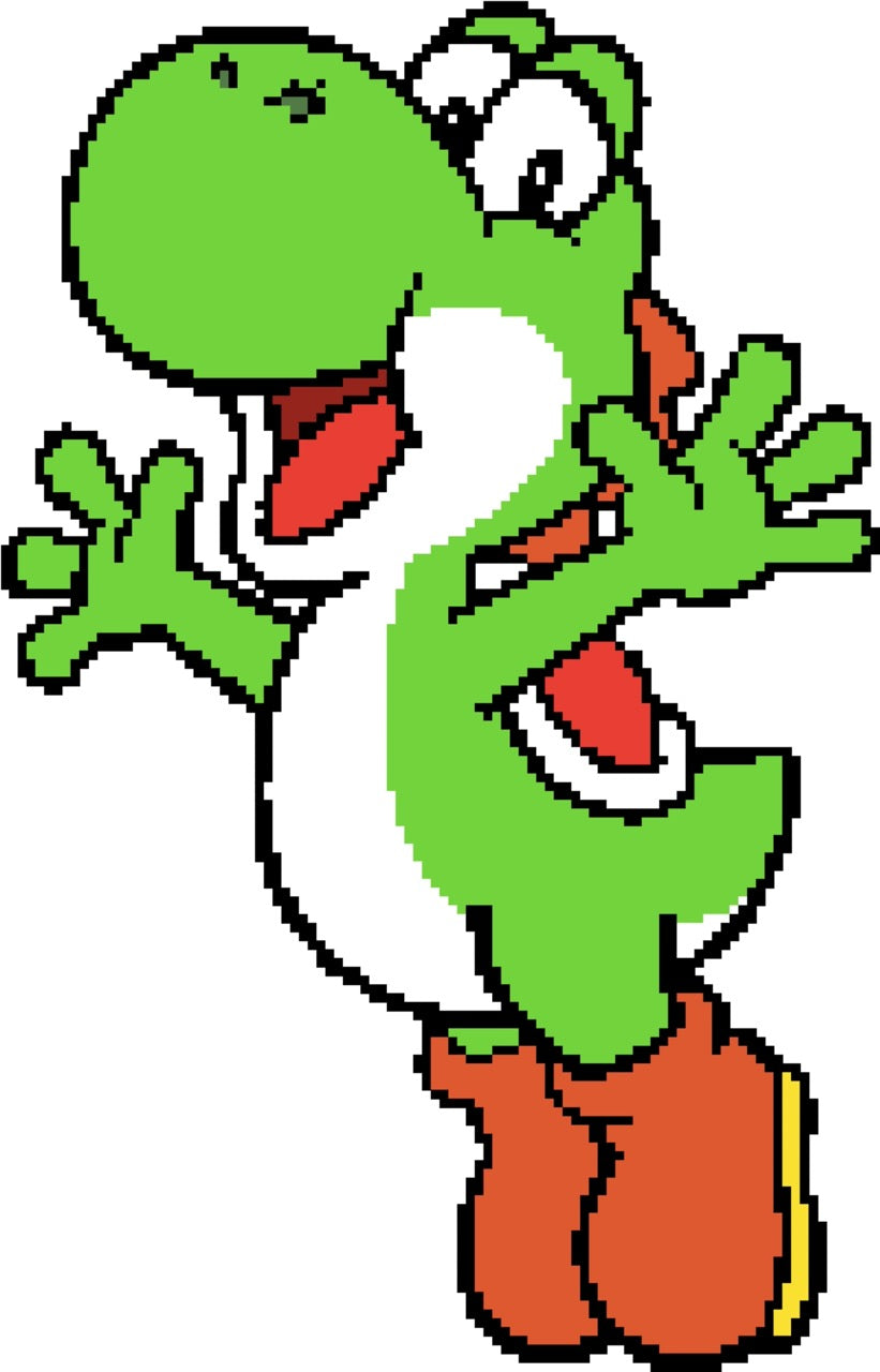Cartoon frog character with a surprised expression on a white background
